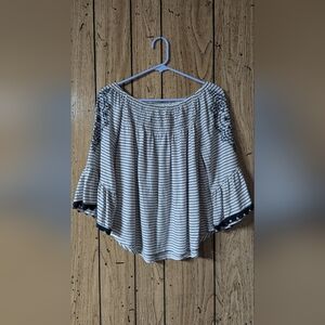 Maurice's Embroidered Sleeve Smocked Top